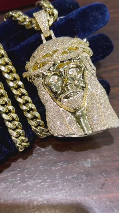 925 Sterling Silver Jesus Head Pendant