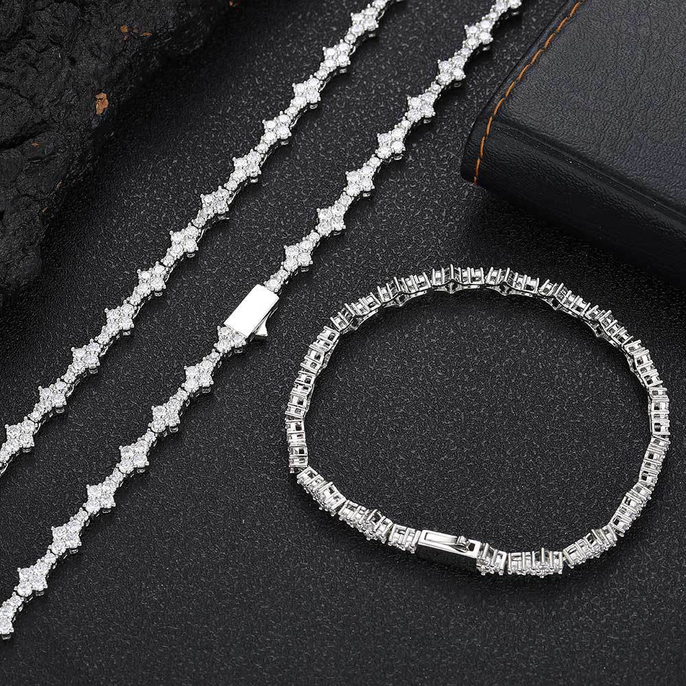 6.5MM 18K/White Gold Plated Tennis Chain Necklace