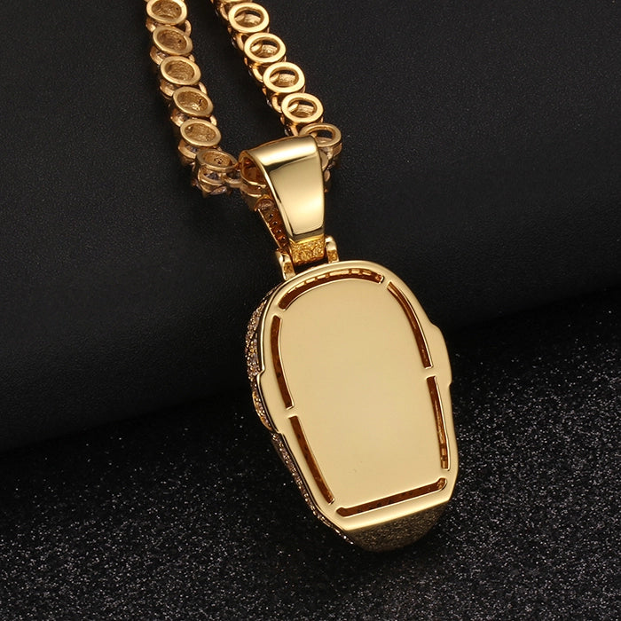 18k Gold Iced Out Superhero Iron Man Mask Pendant Tripodjewelry