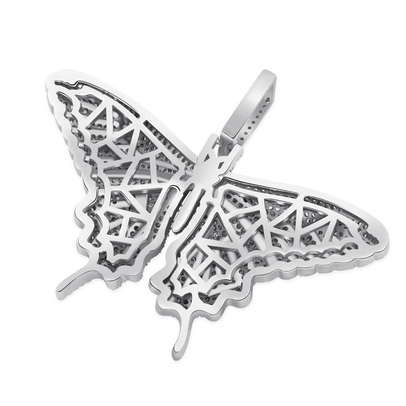 White Gold Iced Out Butterfly Pendant