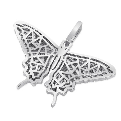 White Gold Iced Out Butterfly Pendant