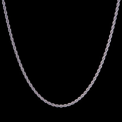 3MM White Gold Rope Chain Neckalce