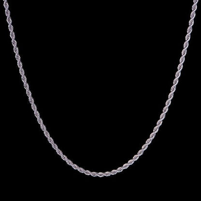 4MM White Gold Rope Chain Necklace Tripodjewelry