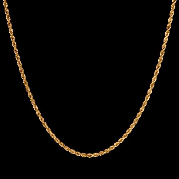 4MM 14k Gold Rope Chain Necklace