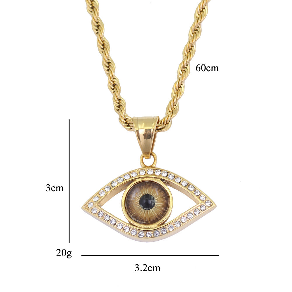 Gold Plated Evil Eye Hip Hop Pendant Tripodjewelry