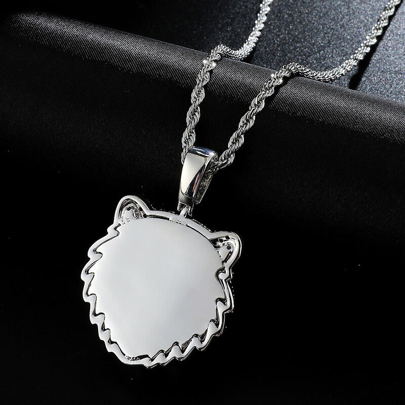Iced Out Diamond Wolf Head Pendant Hip Hop Jewelry
