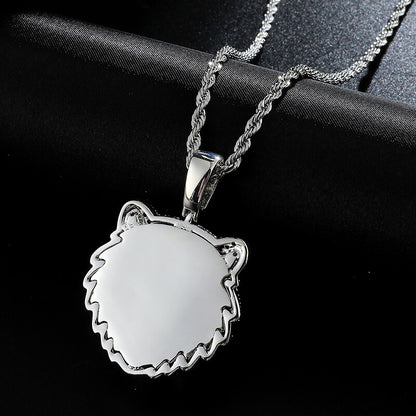 Iced Out Diamond Wolf Head Pendant Hip Hop Jewelry