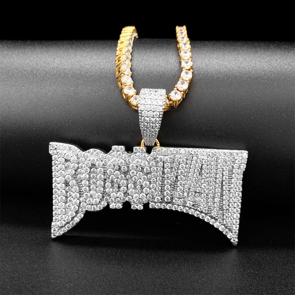 Gold/White Gold Zircon Letter BOSSMAN Pendant TRIPOD JEWELRY