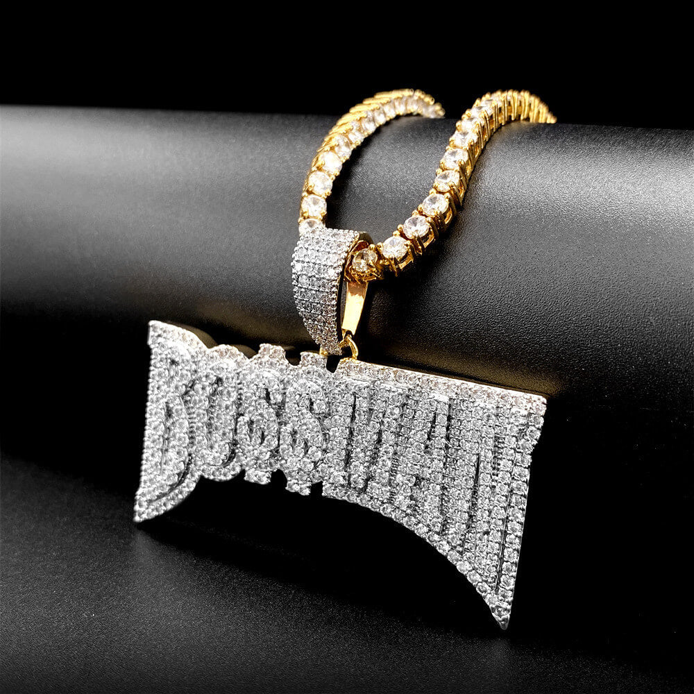 Gold/White Gold Zircon Letter BOSSMAN Pendant TRIPOD JEWELRY