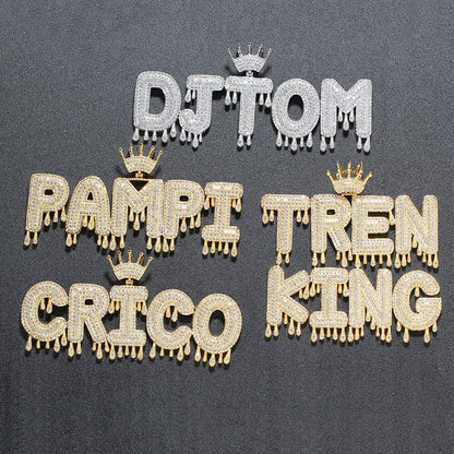 Crown Drop Letter Custom Stitching Pendant For Men Gift TRIPOD JEWELRY