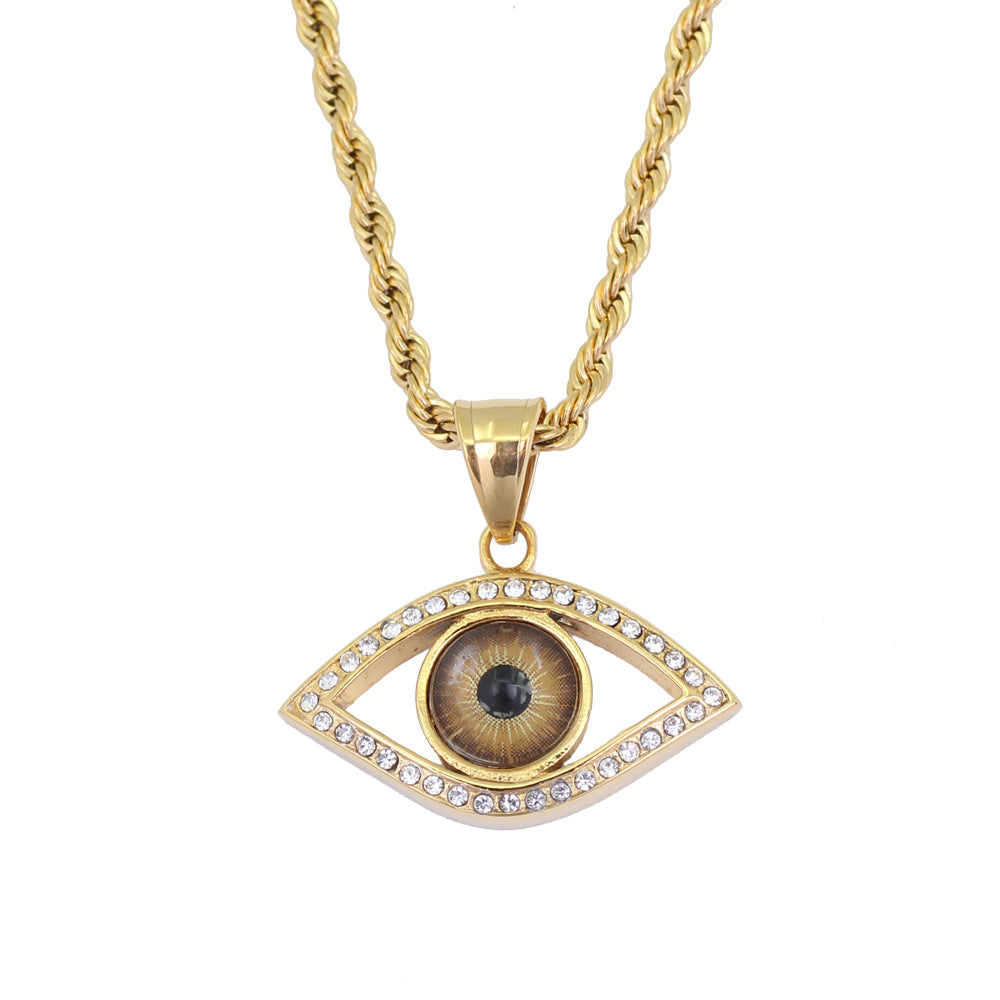 Gold Plated Evil Eye Hip Hop Pendant Tripodjewelry