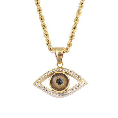 Gold Plated Evil Eye Hip Hop Pendant Tripodjewelry