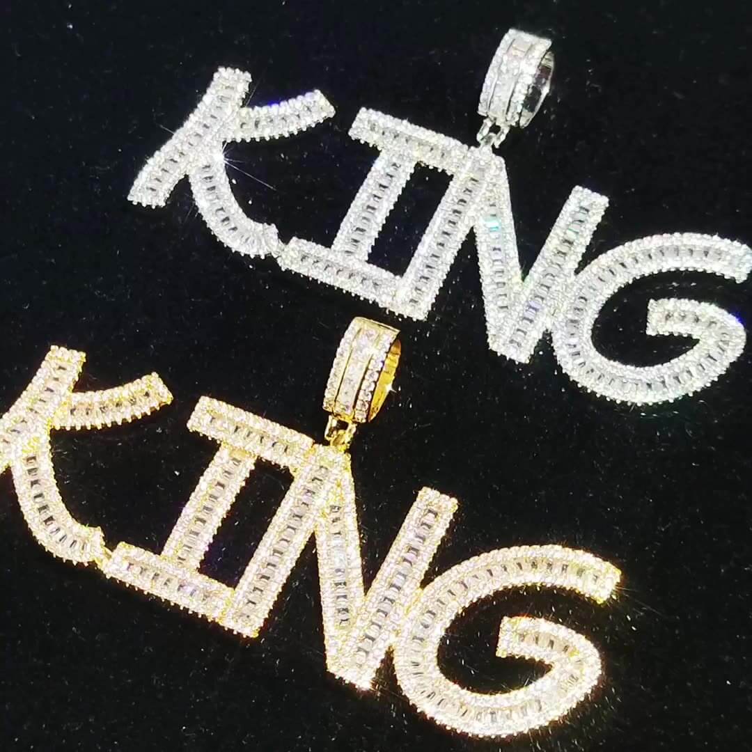 Square Zircon Letter Custom Pendant Necklace Tennis Chain