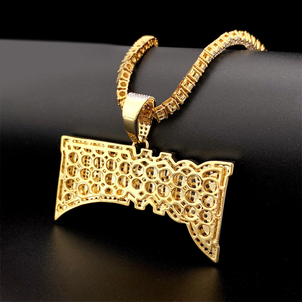 Gold/White Gold Zircon Letter BOSSMAN Pendant TRIPOD JEWELRY