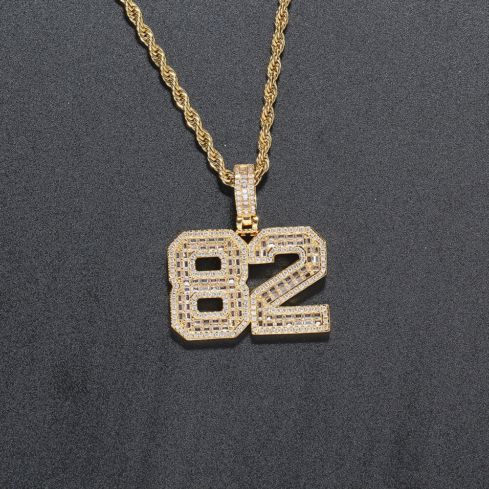 CZ Custom Pendant Number Gold Plated Necklace Gift
