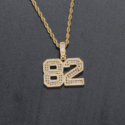 CZ Custom Pendant Number Gold Plated Necklace Gift