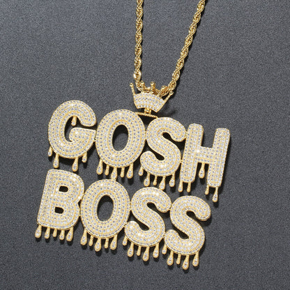 Crown Drop Letter Custom Stitching Pendant For Men Gift TRIPOD JEWELRY