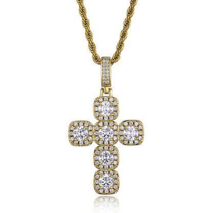 Gold/White Gold Diamond Cross Pendant Necklace Tripodjewelry