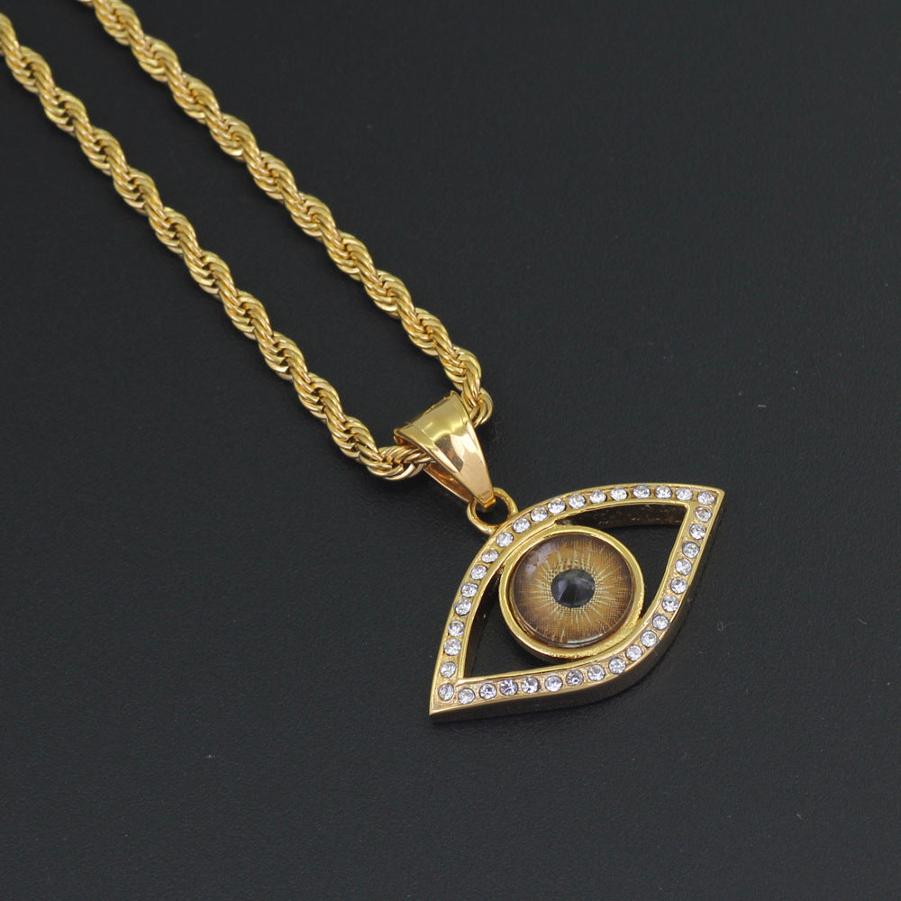 Gold Plated Evil Eye Hip Hop Pendant Tripodjewelry