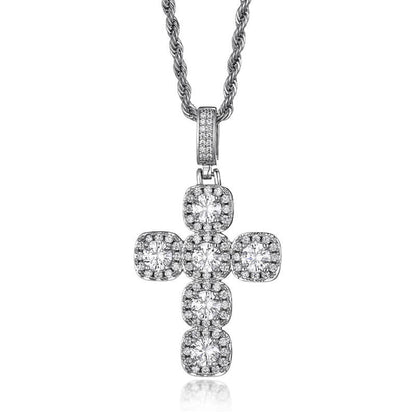 Gold/White Gold Diamond Cross Pendant Necklace Tripodjewelry
