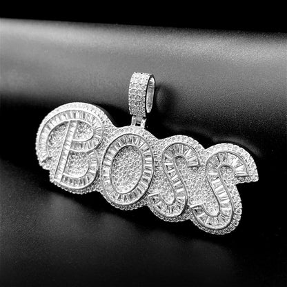 Gold/White Gold Iced Letter BOSS Pendant