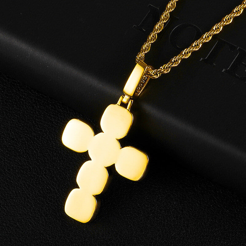 Gold/White Gold Diamond Cross Pendant Necklace Tripodjewelry
