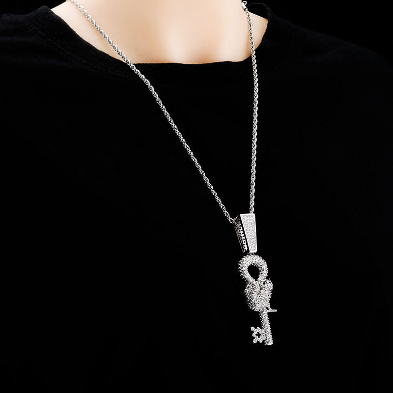 Owl key Full of Zirconia Punk Pendant Tripodjewelry