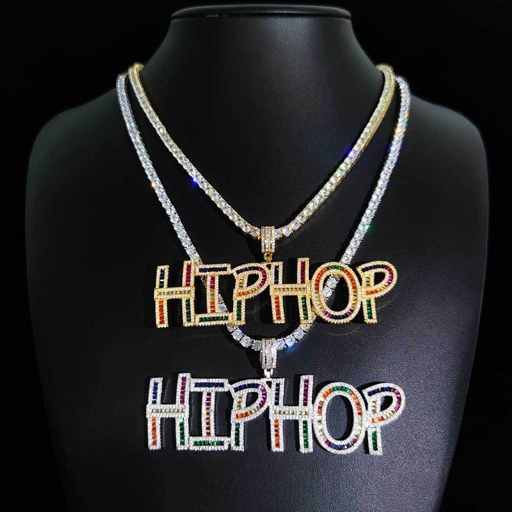 Colorful Zircon Custom Letter Pendant Necklace Stitching