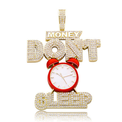 Money Don't Sleep Clock Diamond Pendant 18K Gold
