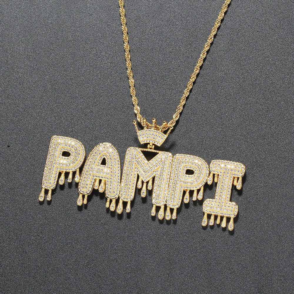 Crown Drop Letter Custom Stitching Pendant For Men Gift TRIPOD JEWELRY