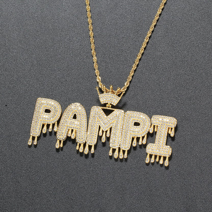 Crown Drop Letter Custom Stitching Pendant For Men Gift TRIPOD JEWELRY