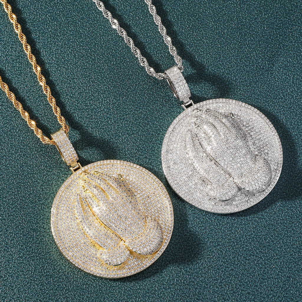 Gold  Plated of Religious Hands Prayer Micro-Zirconia Pendant