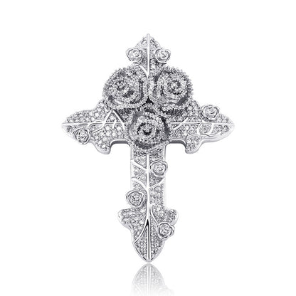 Gold Plated Full Zirconia Vintage Cross Pendant For Men Necklace Jewelry
