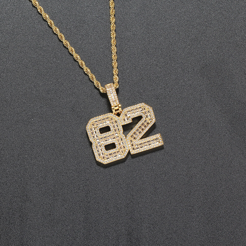 CZ Custom Pendant Number Gold Plated Necklace Gift