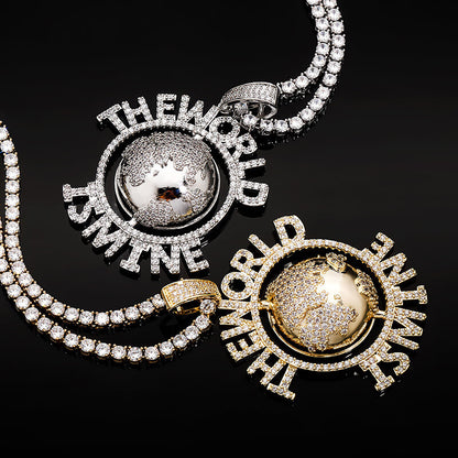 18k Iced Out World-Earth Pendant
