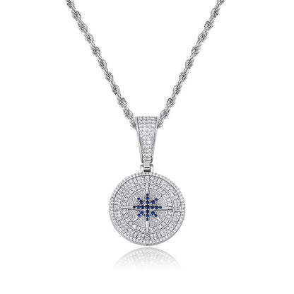 Compass Full Zirconia Hip Hop Pendant