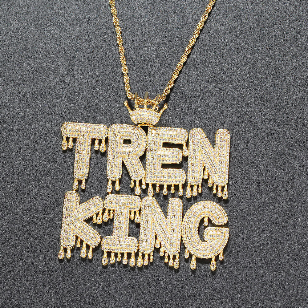 Crown Drop Letter Custom Stitching Pendant For Men Gift TRIPOD JEWELRY