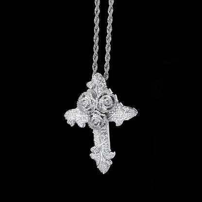 Gold Plated Full Zirconia Vintage Cross Pendant For Men Necklace Jewelry