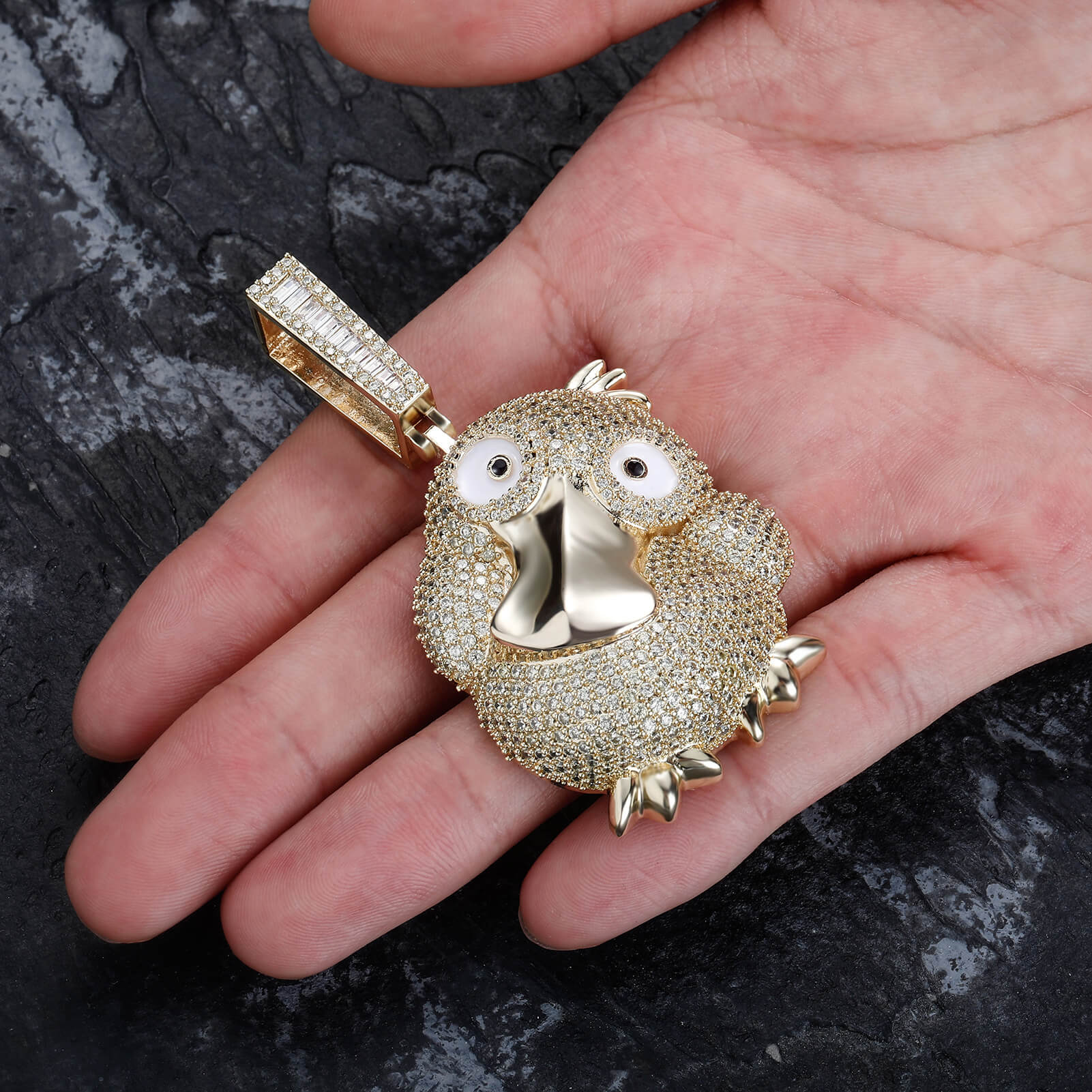 Gold Iced Out Reachable Duck Pendant Hip Hop Jewelry Tripodjewelry