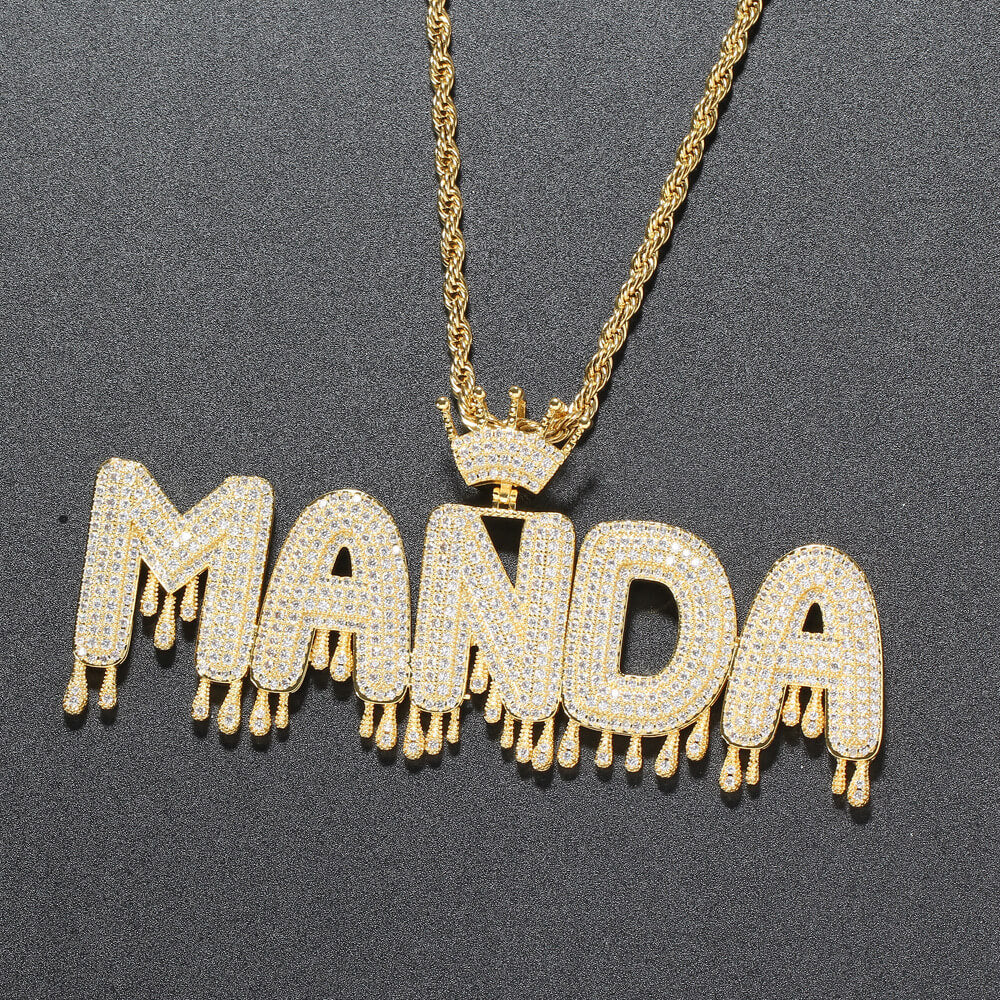 Crown Drop Letter Custom Stitching Pendant For Men Gift TRIPOD JEWELRY