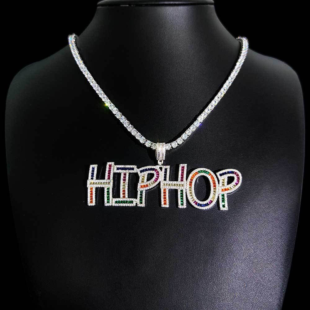 Colorful Zircon Custom Letter Pendant Necklace Stitching