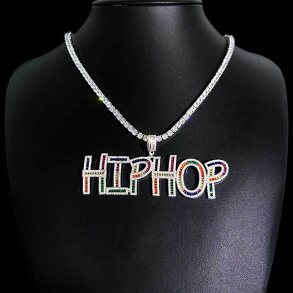 Colorful Zircon Custom Letter Pendant Necklace Stitching