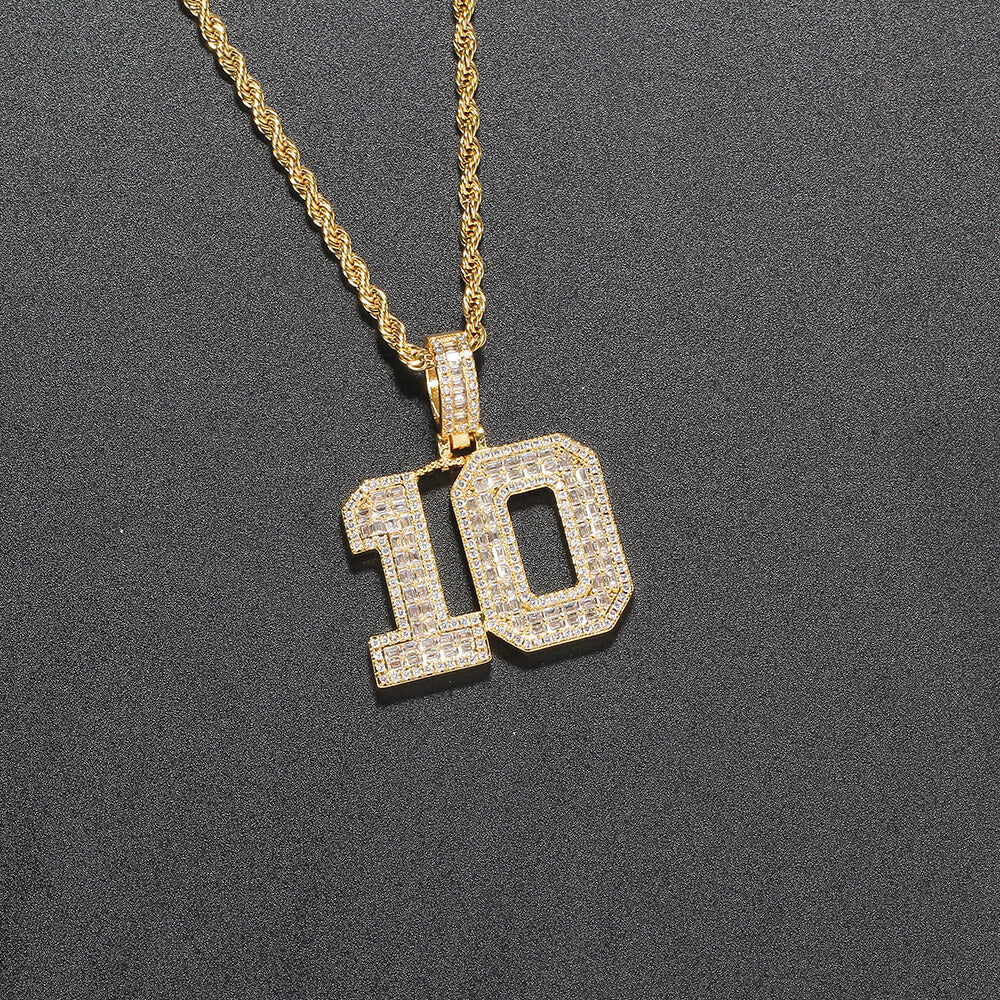 CZ Custom Pendant Number Gold Plated Necklace Gift