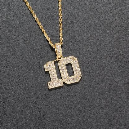 CZ Custom Pendant Number Gold Plated Necklace Gift
