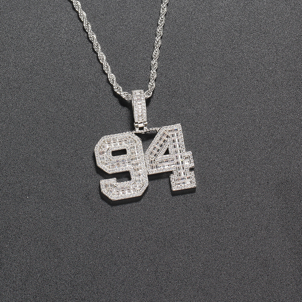 CZ Custom Pendant Number Gold Plated Necklace Gift