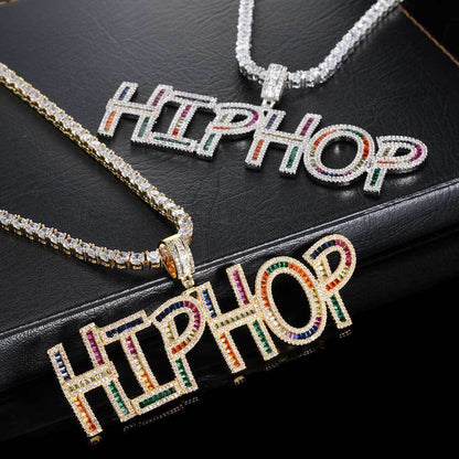 Colorful Zircon Custom Letter Pendant Necklace Stitching