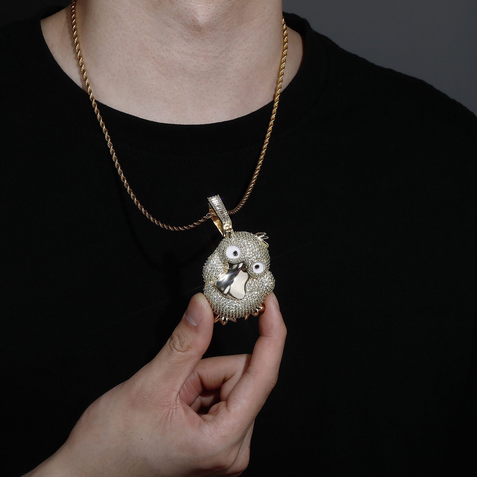 Gold Iced Out Reachable Duck Pendant Hip Hop Jewelry Tripodjewelry