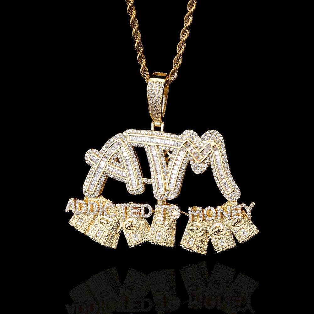 Gold/White Gold Zircon Letter ATM Pendant