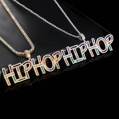 Colorful Zircon Custom Letter Pendant Necklace Stitching