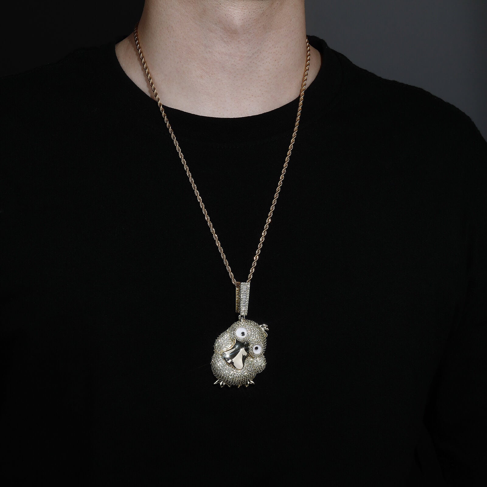 Gold Iced Out Reachable Duck Pendant Hip Hop Jewelry Tripodjewelry
